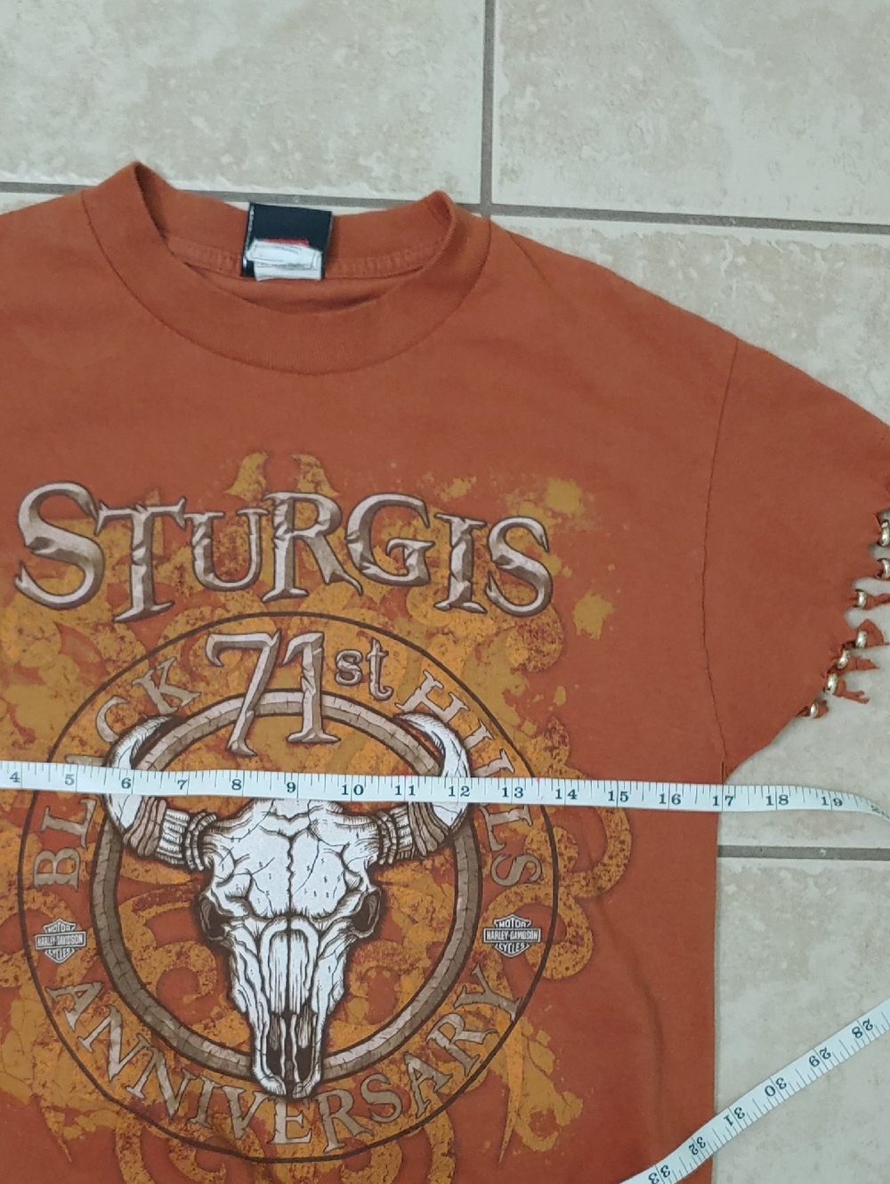 Harley Davidson Sturgis Fringe Biker T Shirt Western Beaded Women's Size S - Picture 6 of 7